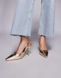 [SIMMI Shoes] Simmi London Darcia pointed slingback heeled shoes in gold metallic PU 38 GOLD