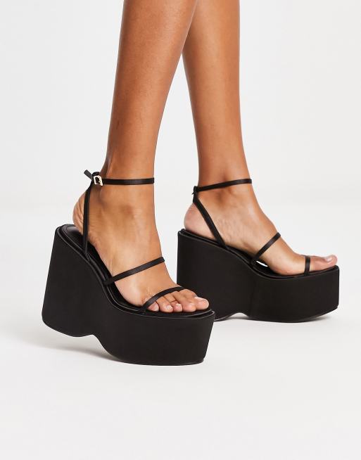 Black sales satin wedges