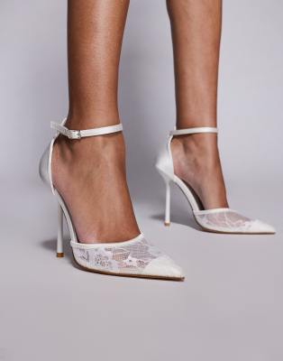SIMMI London - Deena - Chaussures à talon en dentelle - Blanc 37