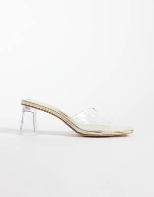 Simmi Wide Fit Simmi London Deena Wide Fit Block Heel Sandals In Gold