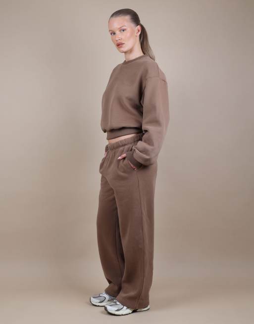 Simmi London Demi straight leg joggers in light brown, 3 of 4