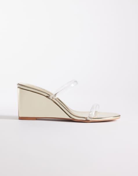 SIMMI London – Dianna – Guldfärgade sandaler med kilklackar - view 1