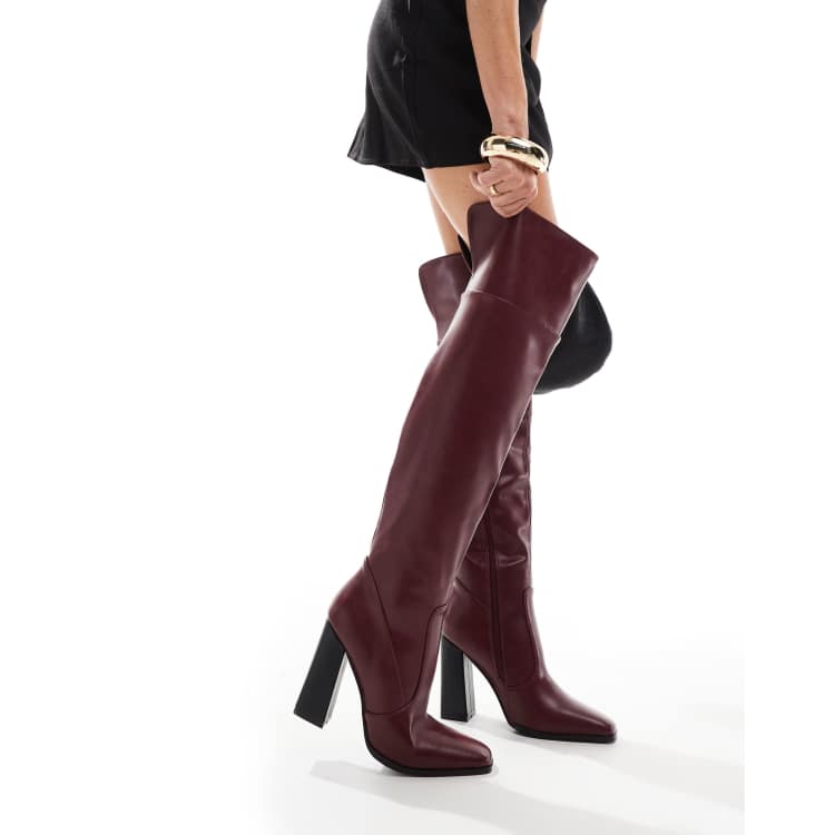 Simmi London Diego Over the Knee Boot in Burgundy ASOS