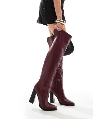 Simmi London Diego over-the-knee boots in burgundy-Red