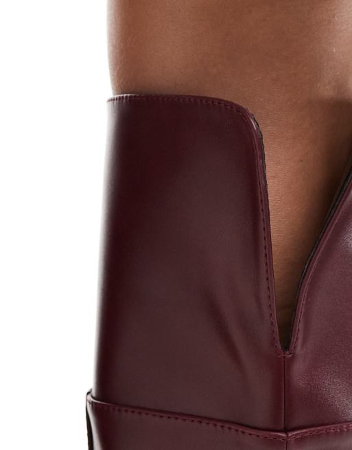 Simmi London Diego over the knee boots in burgundy