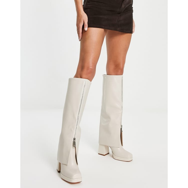 White knee clearance high boots uk