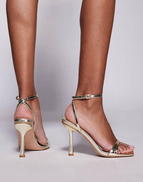 Simmi London Dola strappy mid heeled sandals in gold - view 1