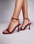 [Simmi Wide Fit] Simmi London Dola Wide Fit strappy mid heeled sandals in red 36 Cherry Red