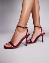 Tiger Mist Deja 90s lace ruffle trim bow detail midi dress in red