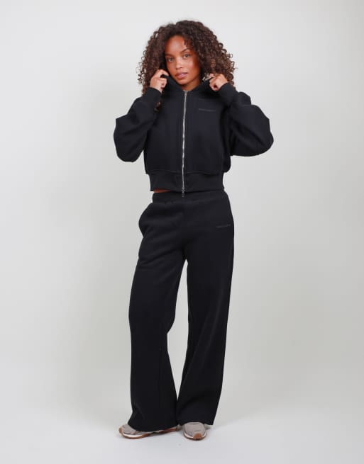 Simmi London Drop shoulder zip hoodie in black, 2 of 4