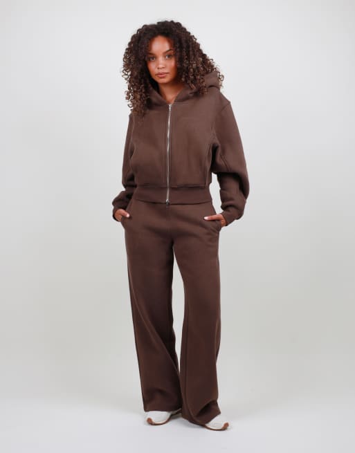 Simmi London Drop shoulder zip hoodie in brown, 2 of 5