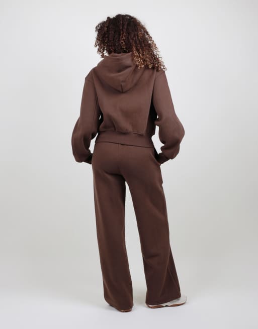 Simmi London Drop shoulder zip hoodie in brown, 3 of 4