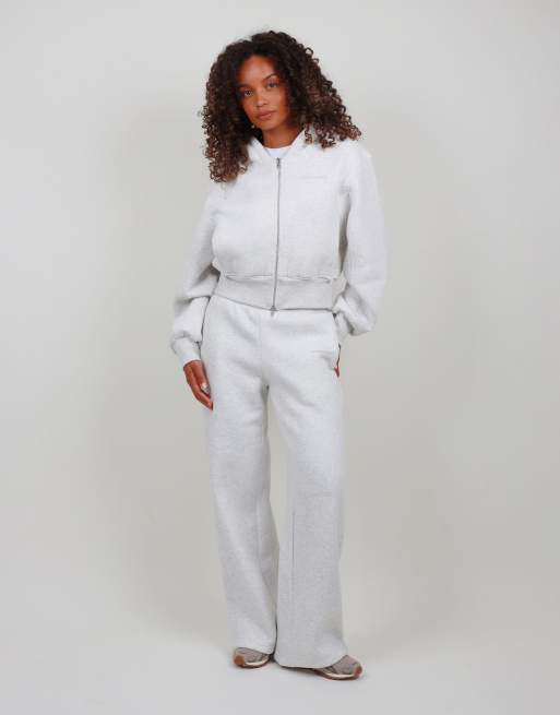 Simmi London Drop shoulder zip hoodie in light grey marl, 2 of 5