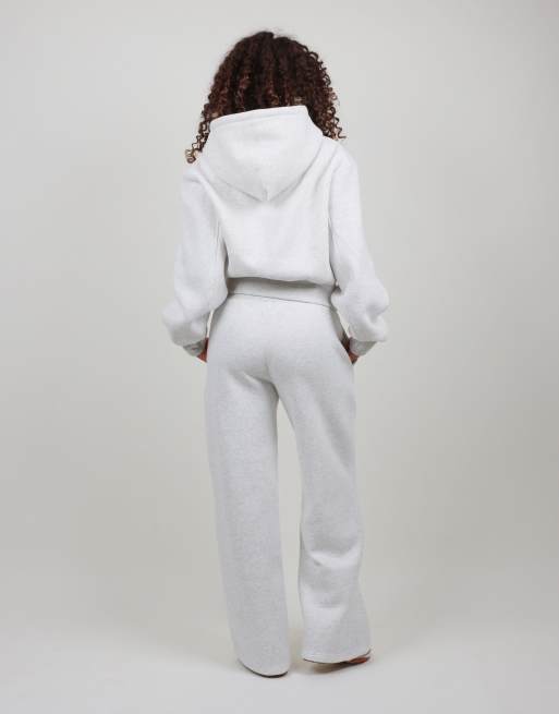 Simmi London Drop shoulder zip hoodie in light grey marl, 4 of 5