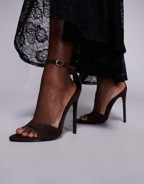 Simmi London - Eavie - Sandali con tacco in camoscio sintetico color cioccolato - view 1