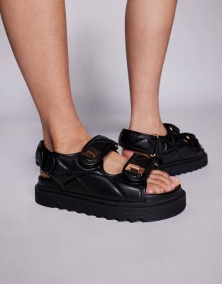 SIMMI London - Eboni - Sandales plates chunky en PU - Noir - view 1