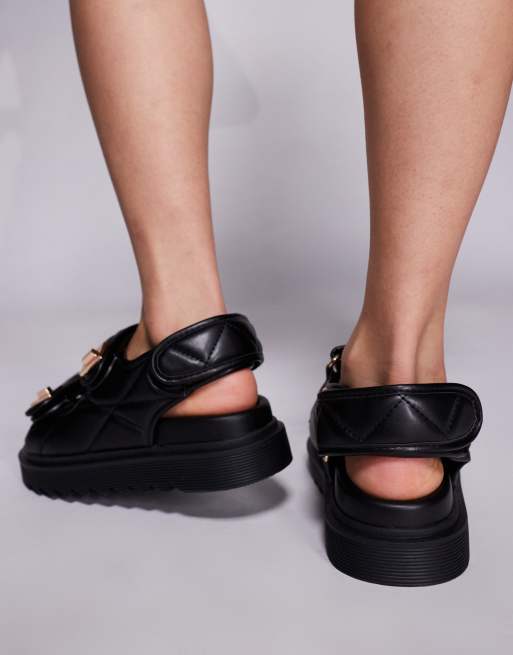 SIMMI London - Eboni - Sandales plates chunky en PU - Noir, 4 de 4