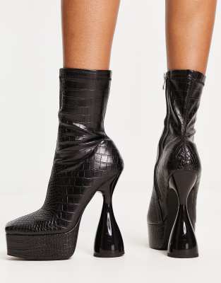 Simmi Shoes Simmi London Edwin Sculptured Heel Platform Ankle Boots In Black