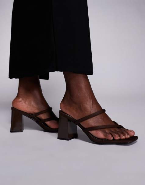 Simmi London - Ellie - Chokoladebrune mule-sandaler med hæl - view 1