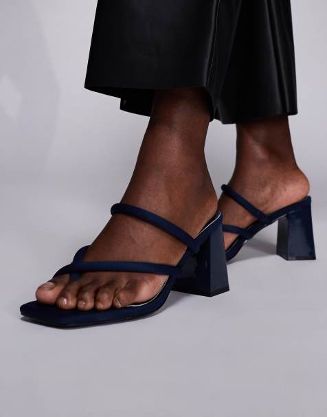 Simmi London Ellie heeled mule sandals in navy - view 1