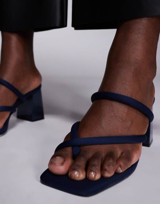 Simmi London Ellie heeled mule sandals in navy, 4 of 4