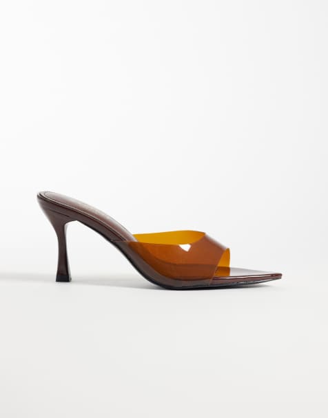 Simmi London – Ellie – Mules in Schokobraun mit Absatz - view 1