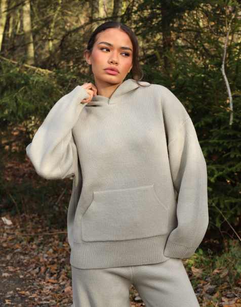 Simmi London Elsie heavy knit hoodie in lt grey - view 1