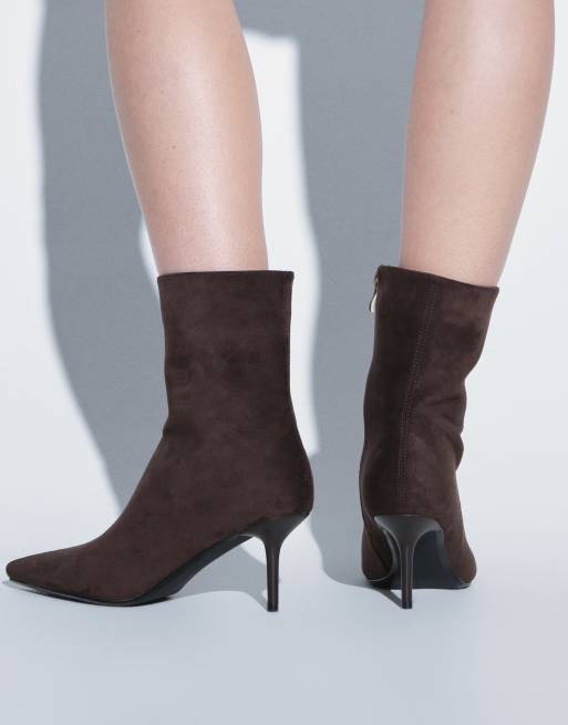 Simmi London Ember pointed ankle boots in brown suedette, 4 of 4