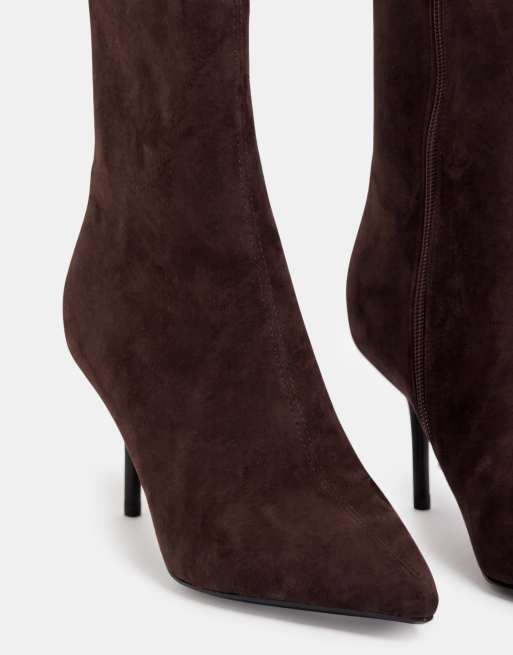 Simmi London Ember pointed ankle boots in brown suedette, 8 of 8