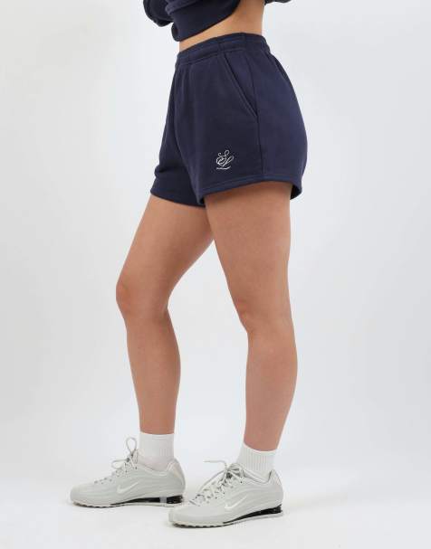 Simmi London Embroidered logo jersey shorts in navy - view 1