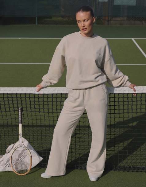 Simmi London Embroidered oversized sweatshirt in stone - view 1