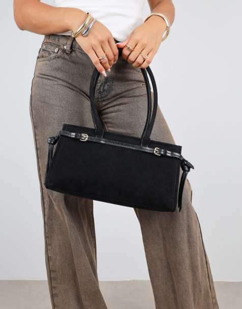 Simmi London Eos handbag in black faux suede - view 1