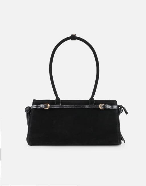 Simmi London Eos handbag in black faux suede, 2 of 4