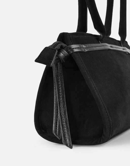 Simmi London Eos handbag in black faux suede, 3 of 4