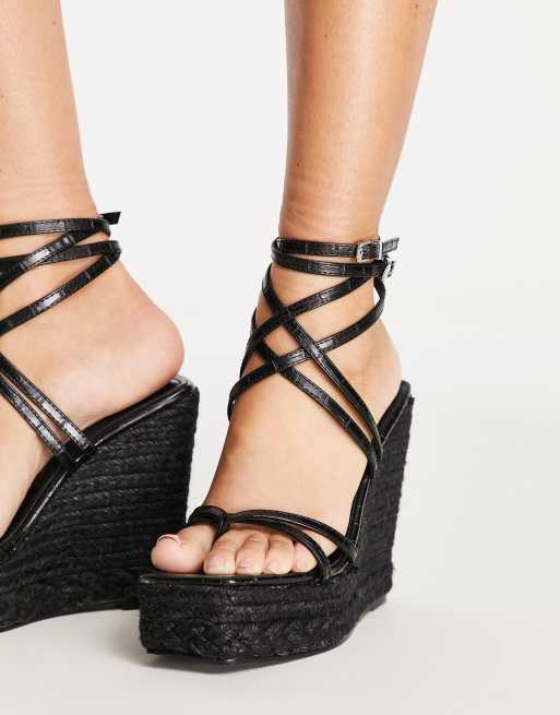 Asos black wedge store sandals