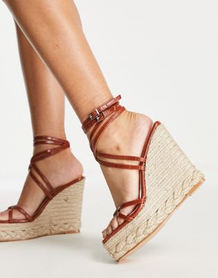 Simmi London espadrille wedge sandals in brown  - ASOS Price Checker