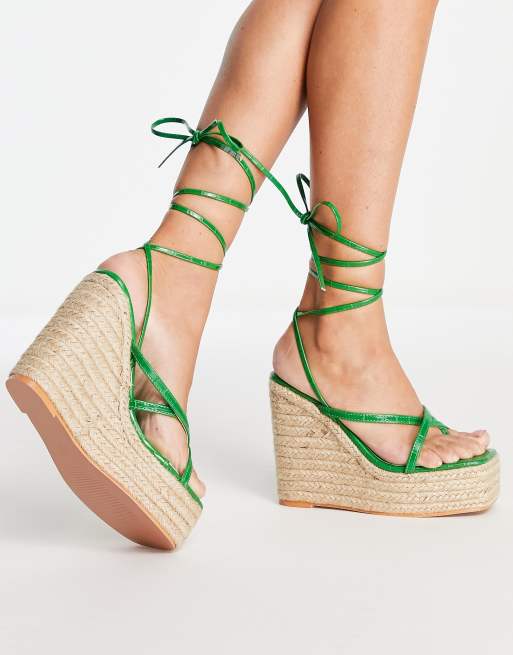 Simmi London espadrille wedge sandals in green ASOS