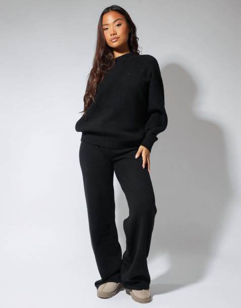 Simmi London Eve soft touch  wide leg trouser in black - view 1