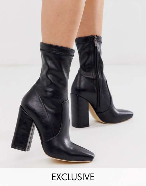 Simmi london joyce heeled ankle boots in black croc new arrivals