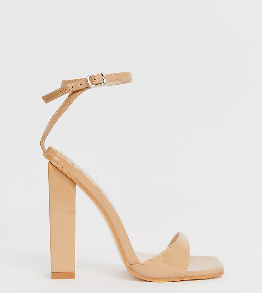 Simmi London Exclusive Tasha blush barely there block heeled sandals-Beige
