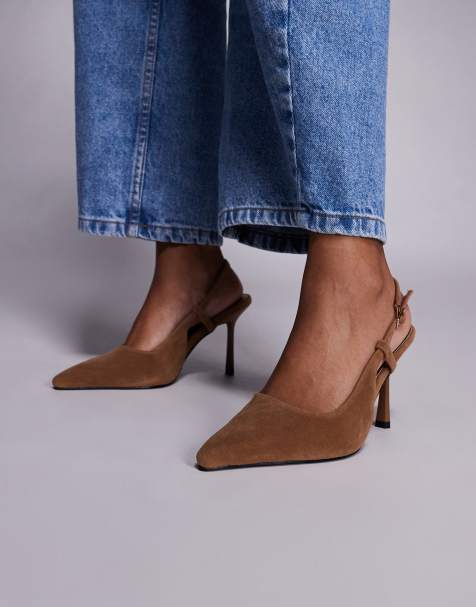 Simmi London – Exmoor – Absatzschuhe aus Wildleder in Hellbraun mit Fersenriemen - view 1