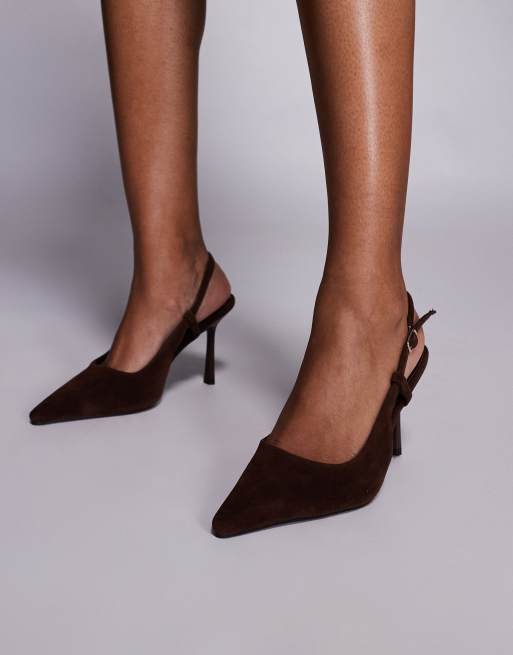 Simmi London - Exmoor - Escarpins à talon en daim avec bride arrière - Marron, 3 de 4
