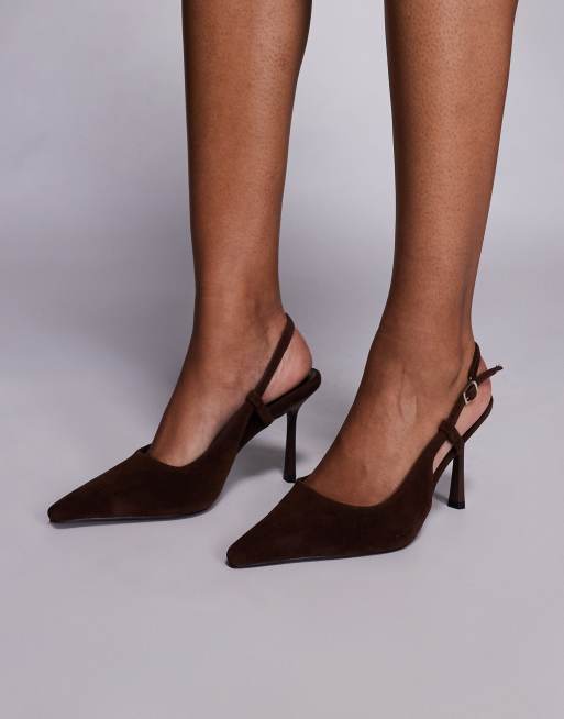 Simmi London - Exmoor - Escarpins à talon en daim avec bride arrière - Marron, 3 de 4