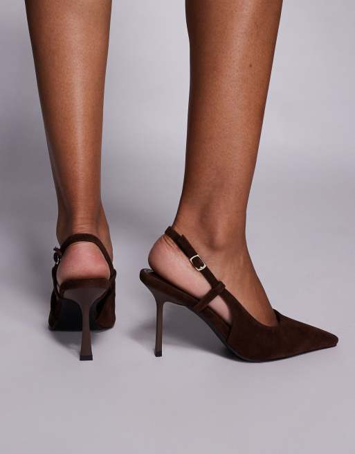 Simmi London - Exmoor - Escarpins à talon en daim avec bride arrière - Marron, 4 de 4