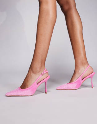 Simmi Shoes Simmi London Exmoor Pointed Heeled Slingback Shoes With Faux Pony Hair