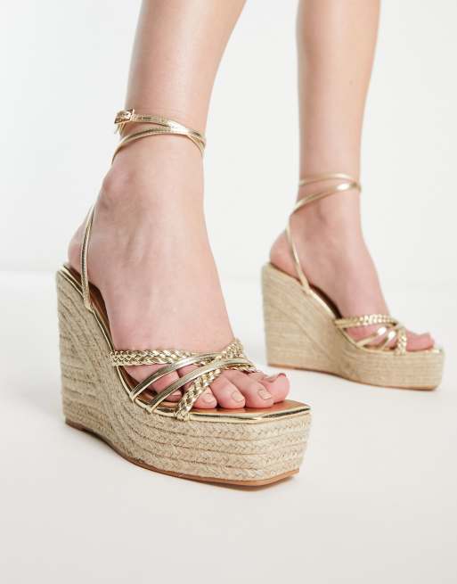 Sandali oro shop con zeppa