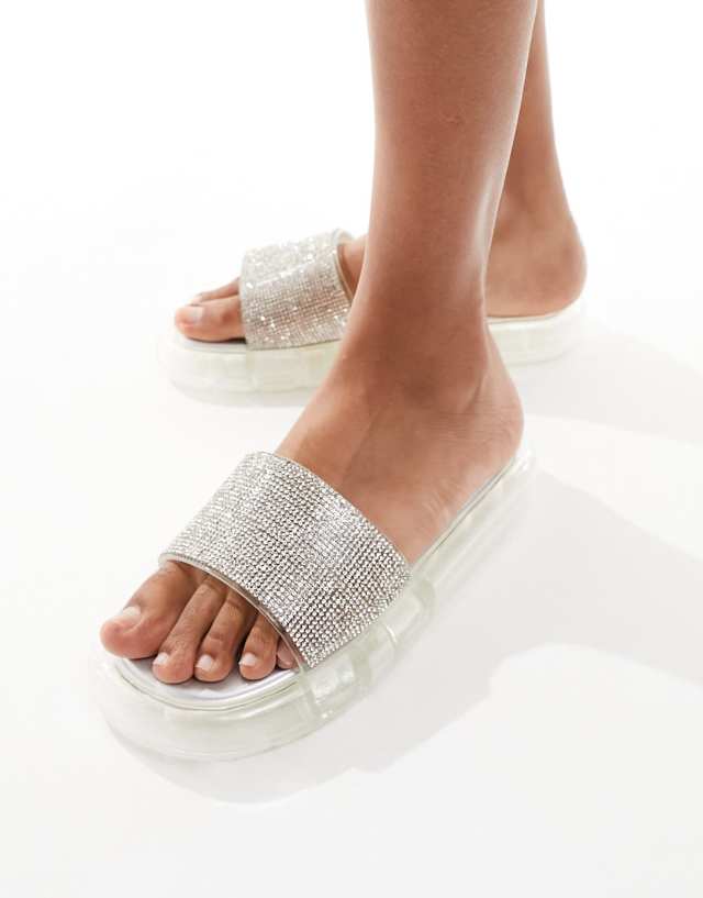 SIMMI Shoes - Simmi London Fan flat sandal with embellished upper in silver