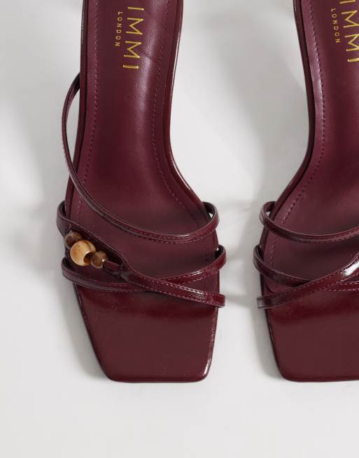 Simmi London - Farah - Sandali bordeaux con tacco a spillo e perline, 2 di 4