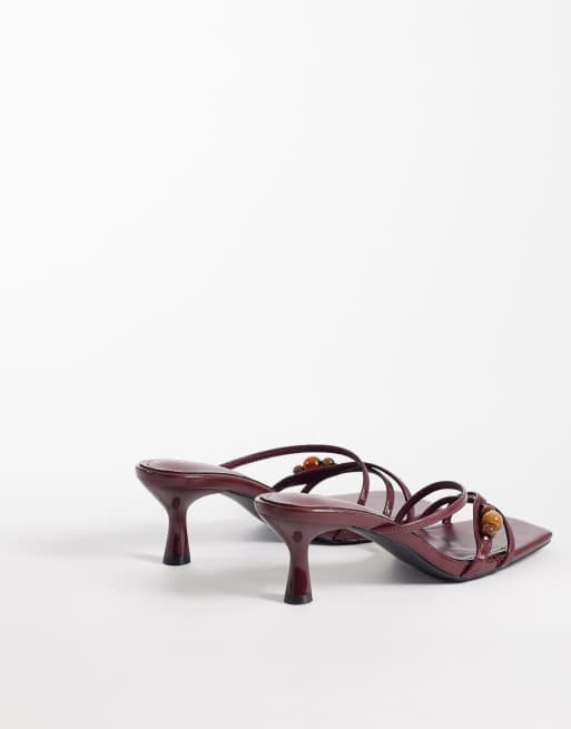 Simmi London - Farah - Sandali bordeaux con tacco a spillo e perline, 3 di 4