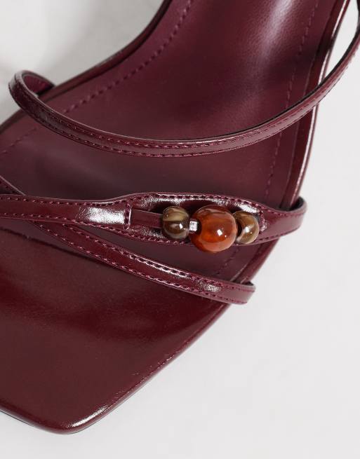 Simmi London - Farah - Sandali bordeaux con tacco a spillo e perline, 4 di 4
